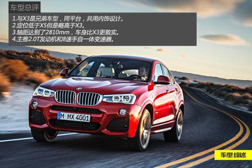 寶馬X4的定位略高于X3，但低于X5.