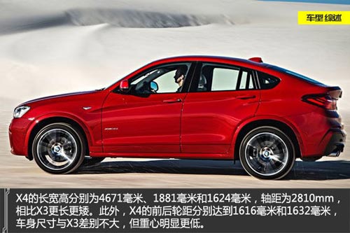 寶馬X4的尺寸與X3差別不大，但重心明顯更低。